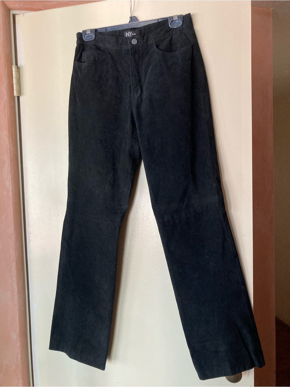 Black suede boot cut jeans